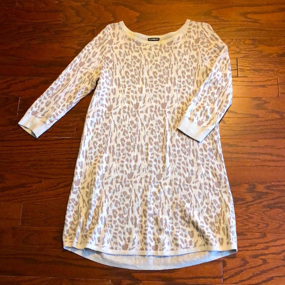 Express Winter Leopard Sweater Dress
